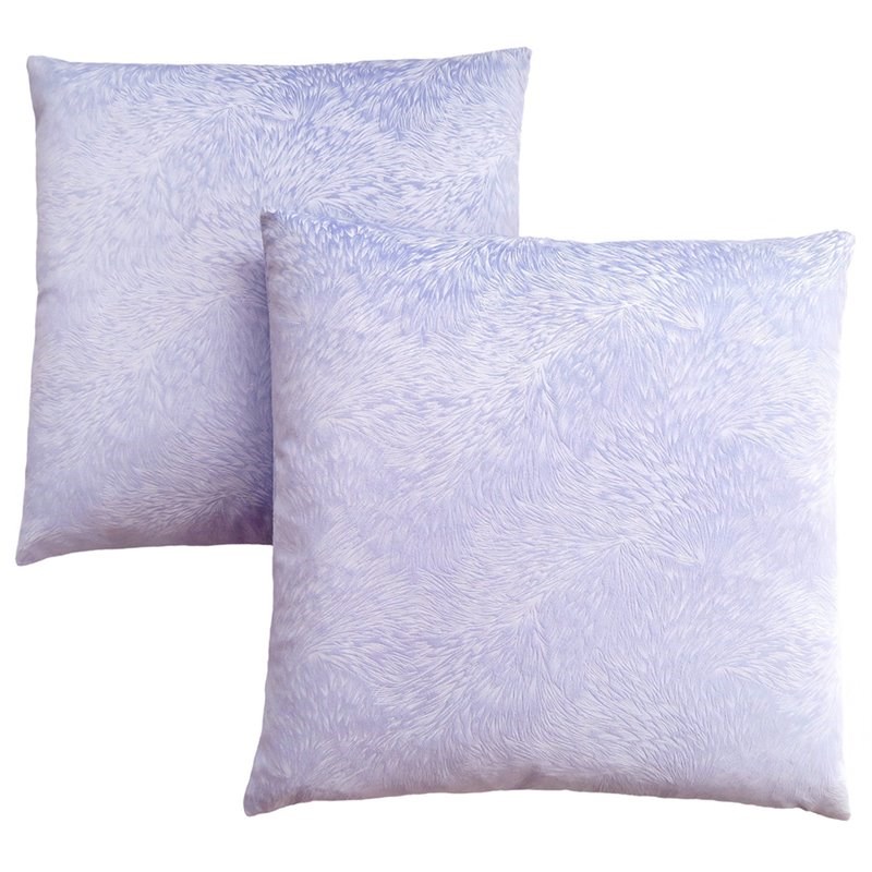 Pemberly Row Velvet Feathered Pattern Accent Throw Pillow Set of 2 in Purple