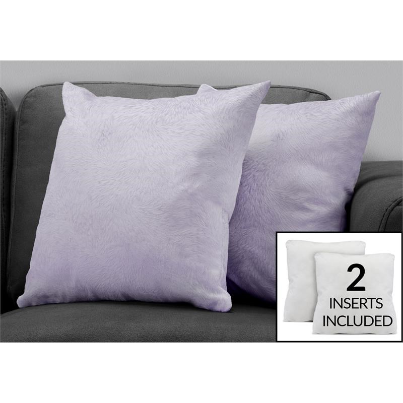 Pemberly Row Velvet Feathered Pattern Accent Throw Pillow Set of 2 in Purple