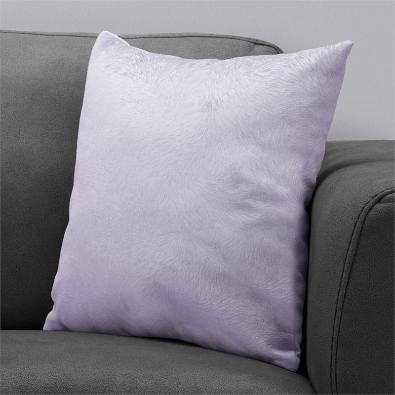 Pemberly Row 18x18 Velvet Feathered Pattern Accent Throw Pillow in Light Purple