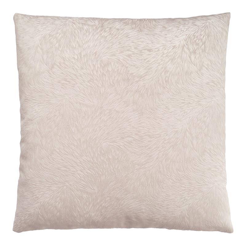 Pemberly Row 18x18 Velvet Feathered Pattern Accent Throw Pillow in Light Taupe