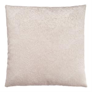 Pemberly Row 18x18 Velvet Feathered Pattern Accent Throw Pillow in Light Taupe