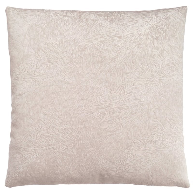Pemberly Row 18x18 Velvet Feathered Pattern Accent Throw Pillow in Light Taupe