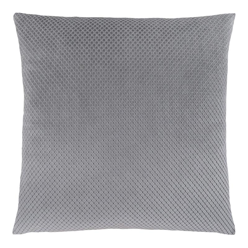 Pemberly Row 18x18 Diamond Velvet Accent Throw Pillow in Silver