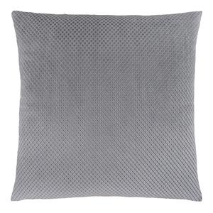 Pemberly Row 18x18 Diamond Velvet Accent Throw Pillow in Silver