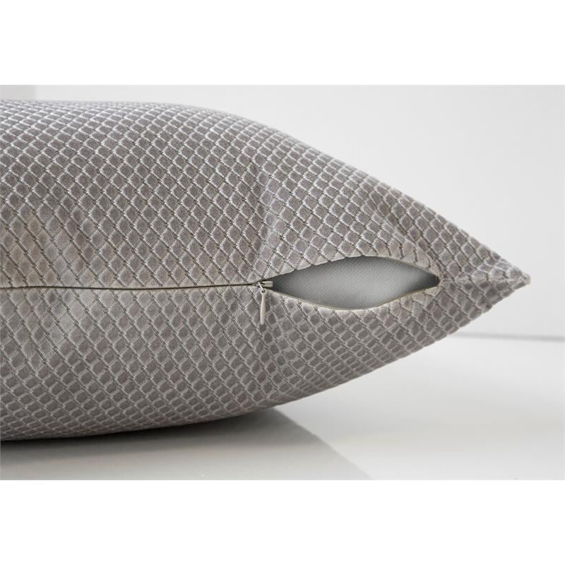 Pemberly Row 18x18 Diamond Velvet Accent Throw Pillow in Silver