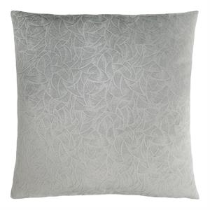 Pemberly Row 18x18 Floral Velvet Accent Throw Pillow in Light Gray