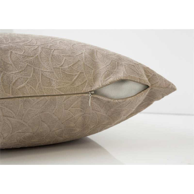 Pemberly Row 18x18 Floral Velvet Accent Throw Pillow in Taupe