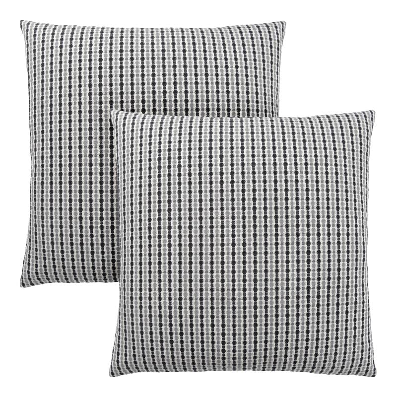 Pemberly Row 18x18 Woven Dot Pattern Accent Throw Pillow Set of 2 in Gray