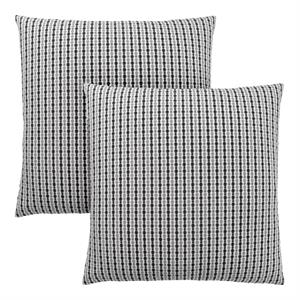 Pemberly Row 18x18 Woven Dot Pattern Accent Throw Pillow Set of 2 in Gray
