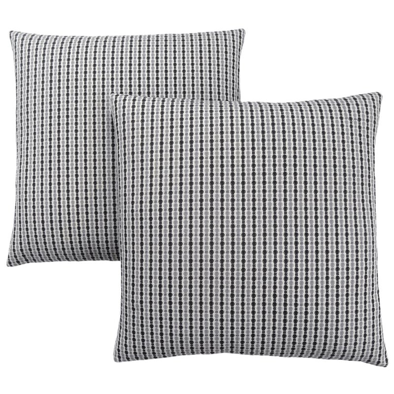 Pemberly Row 18x18 Woven Dot Pattern Accent Throw Pillow Set of 2 in Gray