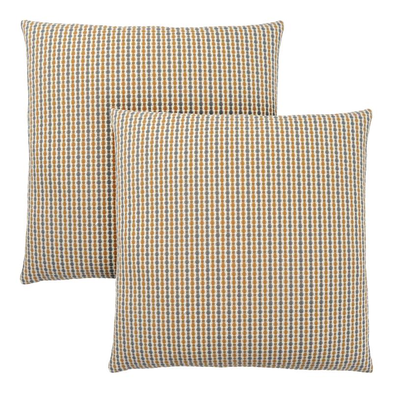 Pemberly Row 18x18 Woven Dot Pattern Accent Throw Pillow Set of 2 in Gold