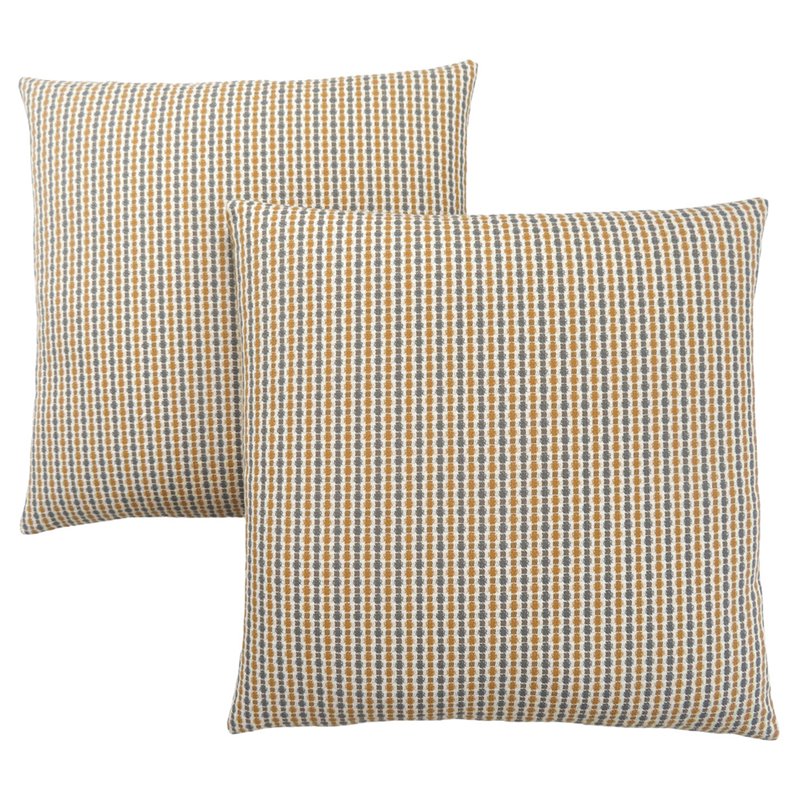 Pemberly Row 18x18 Woven Dot Pattern Accent Throw Pillow Set of 2 in Gold