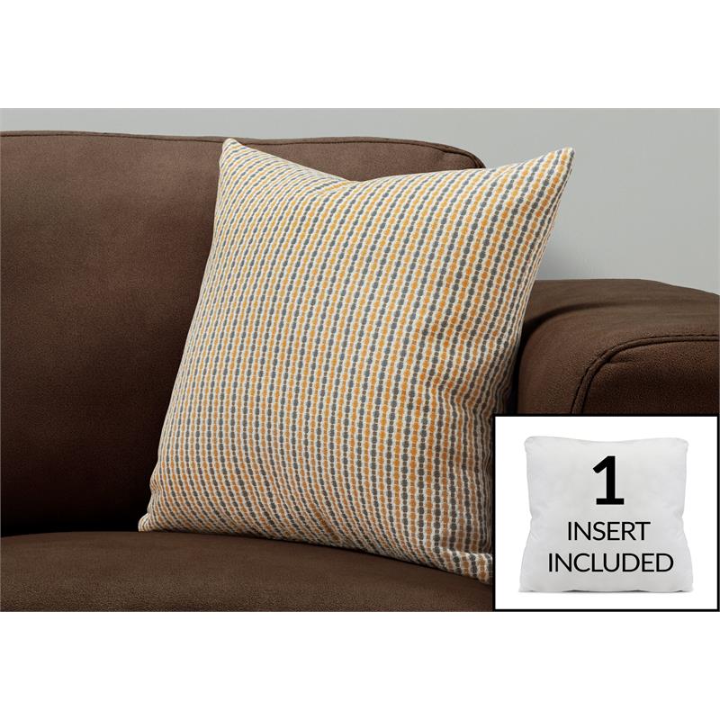 Pemberly Row 18x18 Woven Dot Pattern Accent Throw Pillow in Gray/Gold