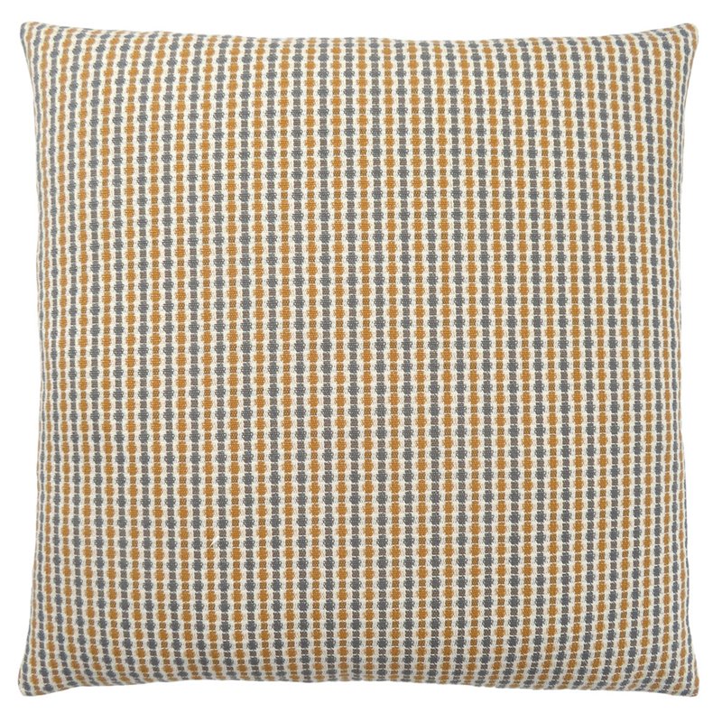 Pemberly Row 18x18 Woven Dot Pattern Accent Throw Pillow in Gray/Gold