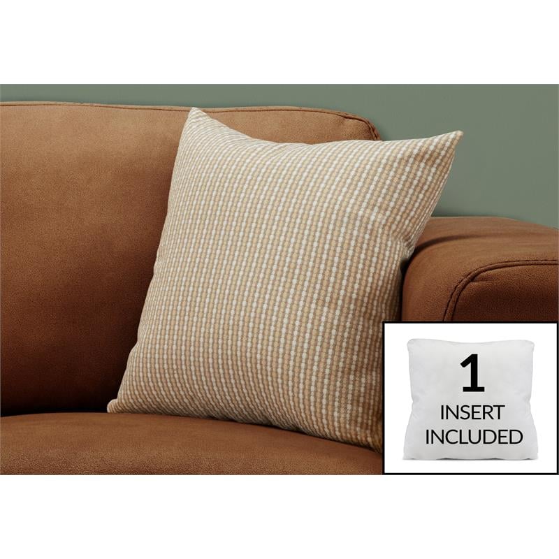 Pemberly Row 18x18 Woven Dot Pattern Accent Throw Pillow in Taupe