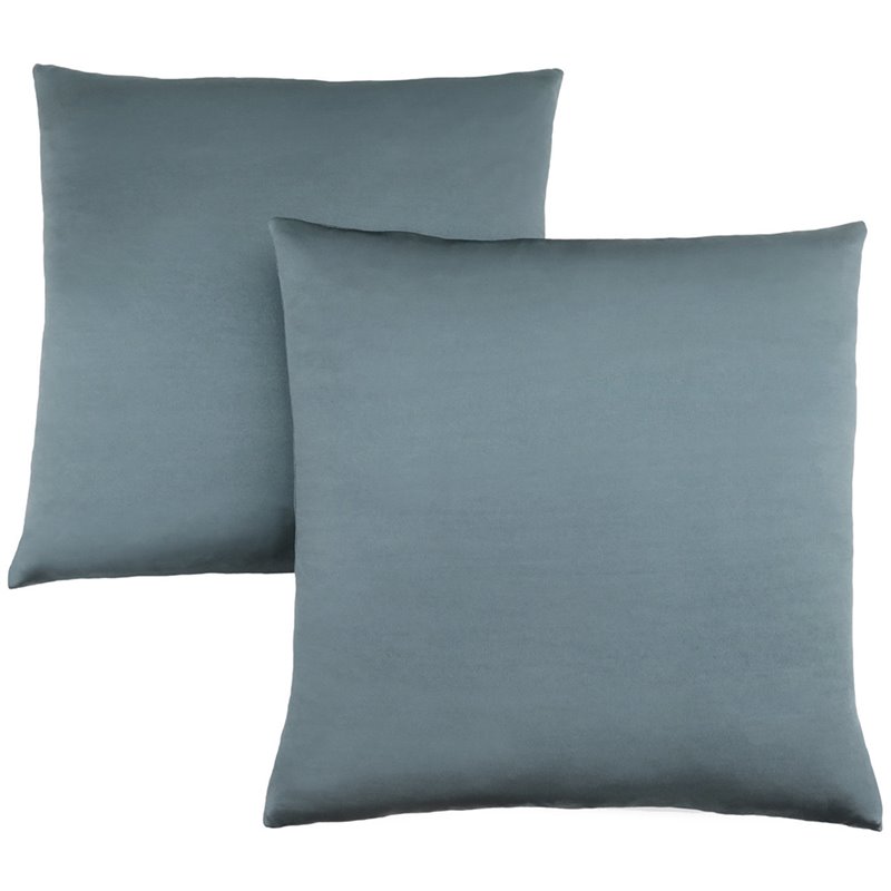 Pemberly Row 18x18 Satin Accent Throw Pillow Set of 2 in Pale Blue
