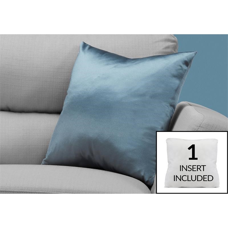 Pemberly Row 18x18 Satin Accent Throw Pillow in Pale Blue Polyester