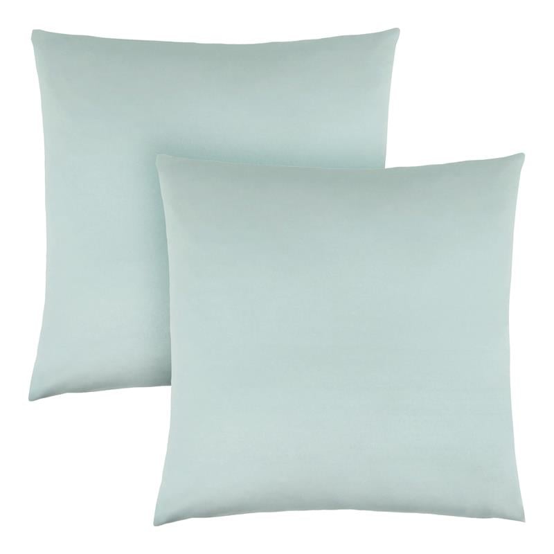 Pemberly Row 18x18 Satin Accent Throw Pillow Set of 2 in Mint Blue
