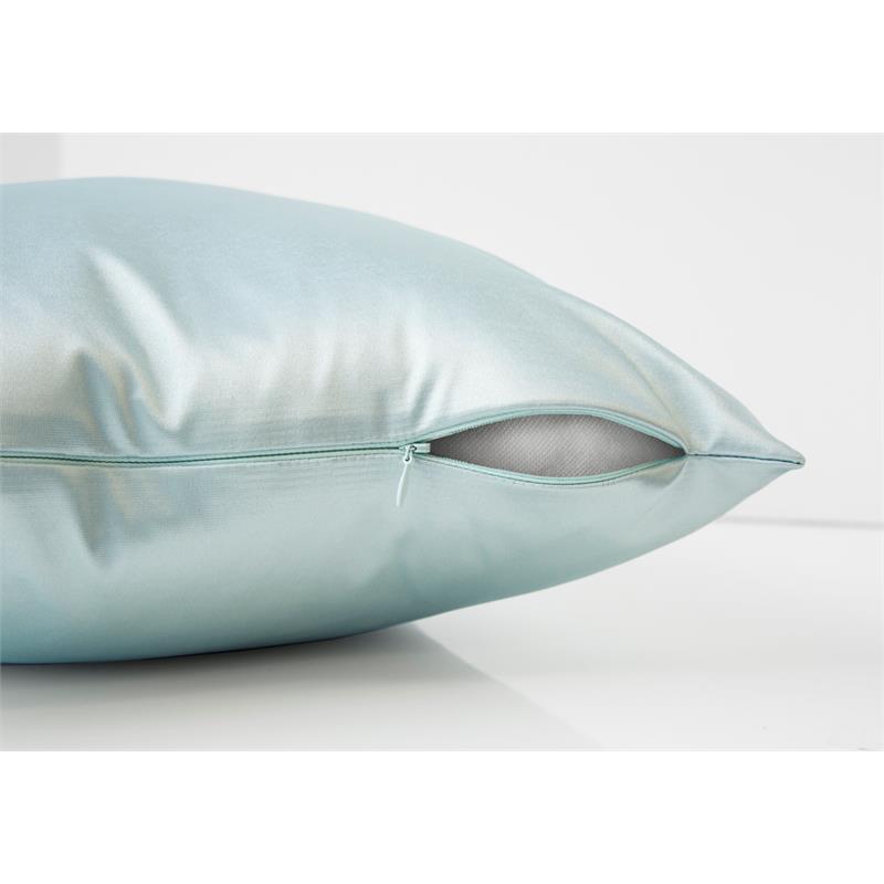 Pemberly Row 18x18 Satin Accent Throw Pillow Set of 2 in Mint Blue