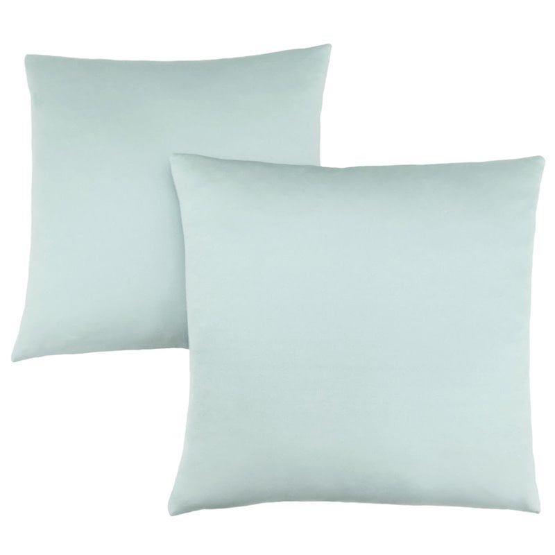 Pemberly Row 18x18 Satin Accent Throw Pillow Set of 2 in Mint Blue