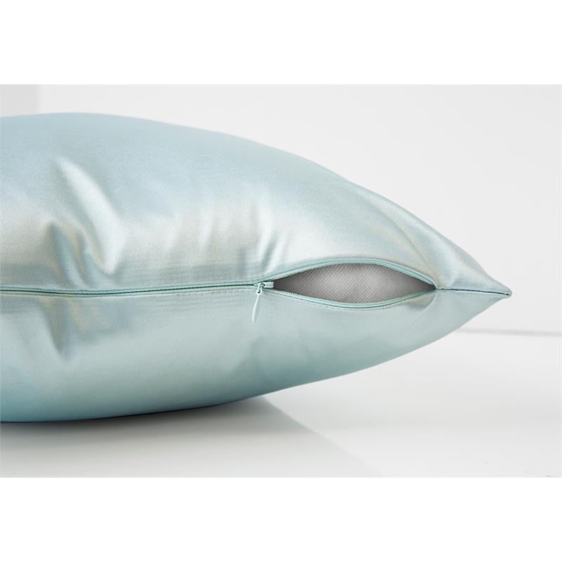 Pemberly Row 18x18 Satin Accent Throw Pillow in Mint Blue Polyester