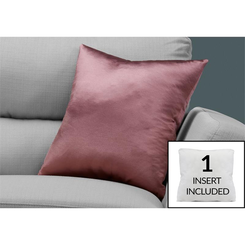 Pemberly Row 18x18 Satin Accent Throw Pillow in Pink Polyester