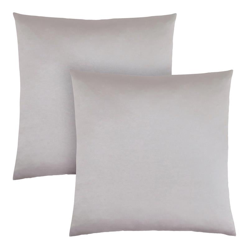 Pemberly Row 18x18 Satin Accent Throw Pillow Set of 2 in Silver