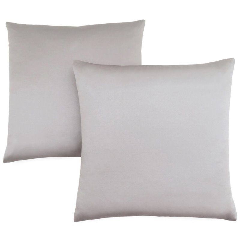 Pemberly Row 18x18 Satin Accent Throw Pillow Set of 2 in Silver