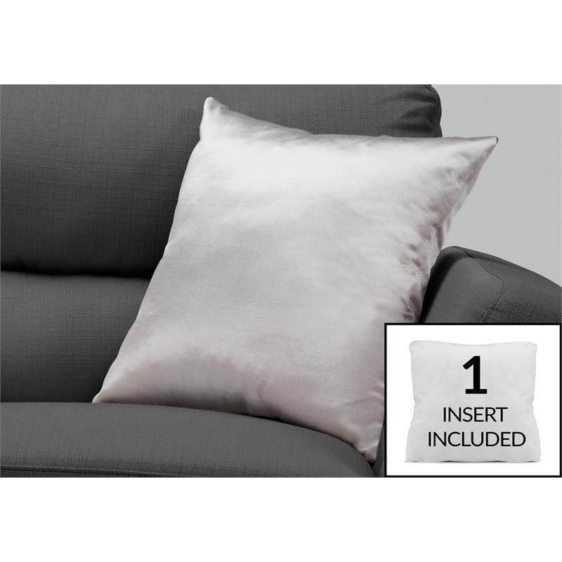 Pemberly Row 18x18 Satin Accent Throw Pillow in Silver Polyester