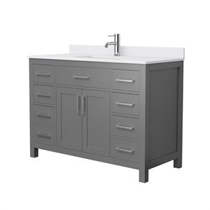 Pemberly Row Birch Wood 48&quot Wood Single Bathroom Vanity in Gray/Nickel