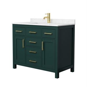 Pemberly Row Birch Wood 42&quot Wood Single Bathroom Vanity in Green/Gold