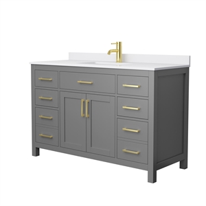 Pemberly Row Birch Wood 54&quot Wood Single Bathroom Vanity in Gray/Gold