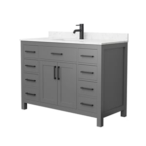 Pemberly Row 48&quot Wood Single Bathroom Vanity in Dark Gray/Black
