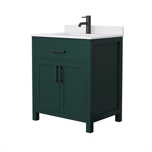 Pemberly Row 30&quot Wood Single Bathroom Vanity in Green/Matte Black