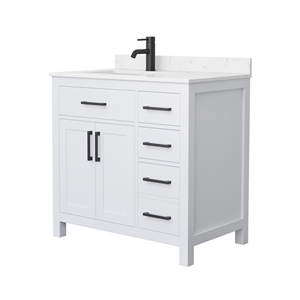 Pemberly Row Birch Wood 36&quot Wood Single Bathroom Vanity in White/Black