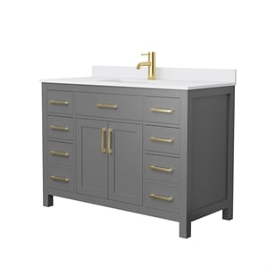 Pemberly Row Birch Wood 48&quot Wood Single Bathroom Vanity in Gray/Gold