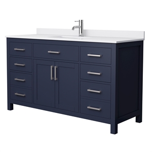 Pemberly Row Birch Wood 60&quot Wood Single Bathroom Vanity in Dark Blue