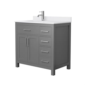 Pemberly Row Birch Wood 36&quot Wood Single Bathroom Vanity in Gray/Nickel
