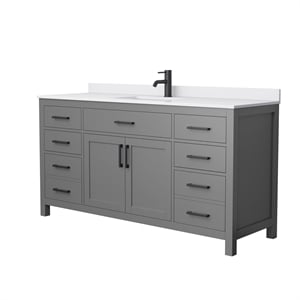 Pemberly Row Birch Wood 66&quot Wood Single Bathroom Vanity in Gray/Black