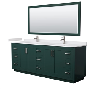 Pemberly Row 84&quot Wood Double Bathroom Vanity in Green/Nickel
