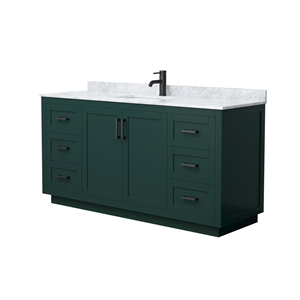 Pemberly Row 66&quot Veneer Wood Single Bathroom Vanity in Green/Black