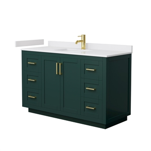 Pemberly Row 54&quot Wood Single Bathroom Vanity in Green/Brushed Gold