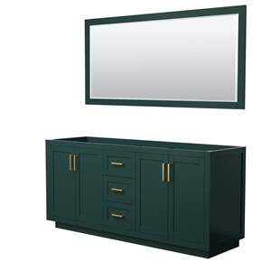 Pemberly Row 72&quot No Sink Wood Double Bathroom Vanity in Green/Gold