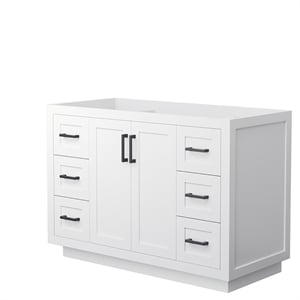 Pemberly Row 48&quot Metal&Wood Single Bathroom Vanity in White/Black