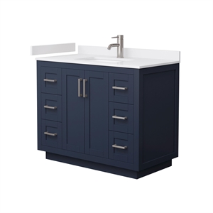 Pemberly Row Transitional 42&quot Wood Single Bathroom Vanity in Nickel/Blue