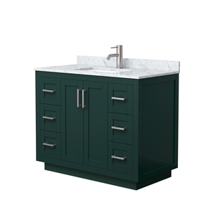Pemberly Row 42&quot Wood Single Bathroom Vanity in Nickel Trim/Green