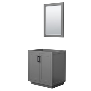 Pemberly Row 30&quot No Sink Wood Single Bathroom Vanity in Gray/Black