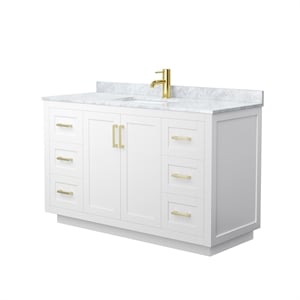 Pemberly Row 54&quot Metal & Wood Single Bathroom Vanity in White/Gold