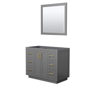Pemberly Row 42&quot No Sink Wood Single Bathroom Vanity in Gray/Gold