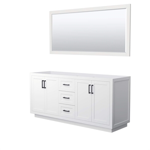 Pemberly Row 72&quot Plywood Double Bathroom Vanity in White/Black